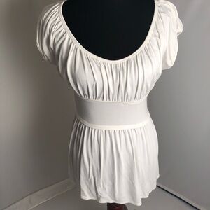Max Studio white ruched scoop empire waist top M